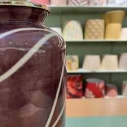 Bordlampe, lilla m striber