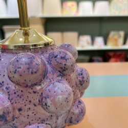 Bordlampe, Rosa bobler m lilla