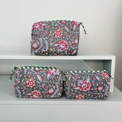 Kosmetiktaske, gr�n/bl�