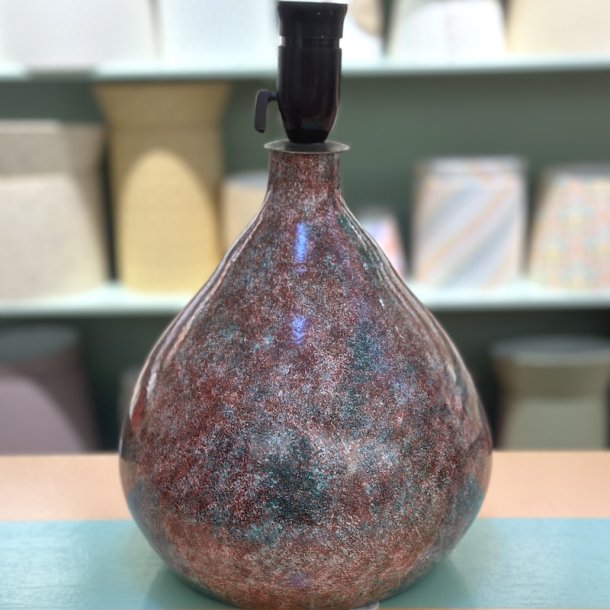 Bordlampe, keramik, dansk, bordo/grn