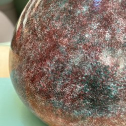 Bordlampe, keramik, dansk, bordo/grn