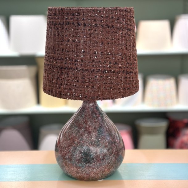 Bordlampe, keramik, dansk, bordo/grn