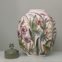 R�rstand vase, h�ndmalet, vintage