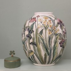 R�rstand vase, h�ndmalet, vintage