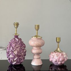 Bordlampe, keramik, lilla dutter, H40