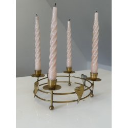 Adventsstage, rund m hjerter, messing