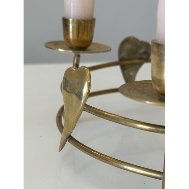 Adventsstage, rund m hjerter, messing