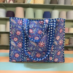 Quiltet taske, bl�/rosa