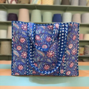 Quiltet taske, bl�/rosa