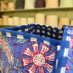 Quiltet taske, bl�/rosa