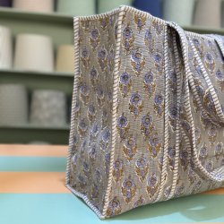 Quiltet taske, gr�/bl� 