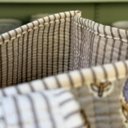 Quiltet taske, gr�/bl� 