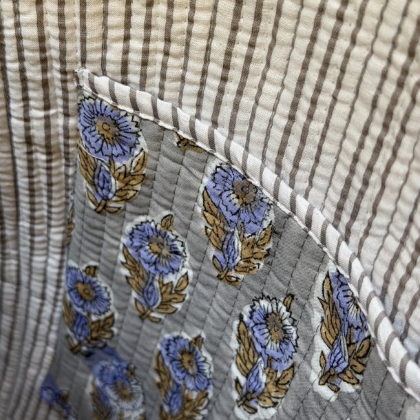 Quiltet taske, gr�/bl� 