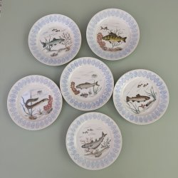 (1) 6 stk fiske frokost tallerkner, ( Salto ) 