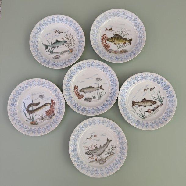 (1) 6 stk fiske frokost tallerkner, ( Salto ) 