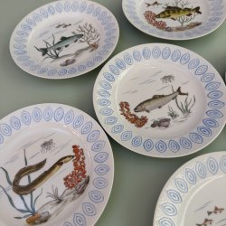 (1) 6 stk fiske frokost tallerkner, ( Salto ) 