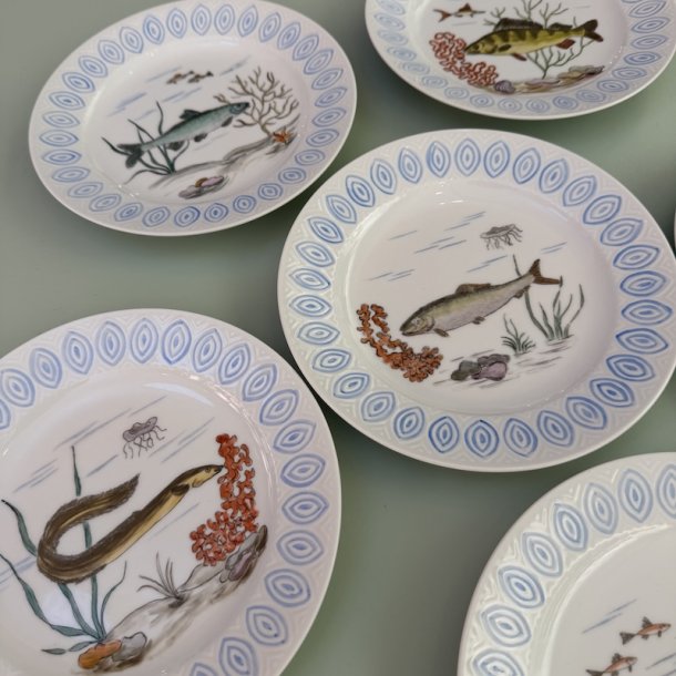 (1) 6 stk fiske frokost tallerkner, ( Salto ) 