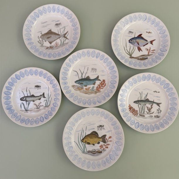 (2) 6 stk fiske frokost tallerkner, ( Salto ) 