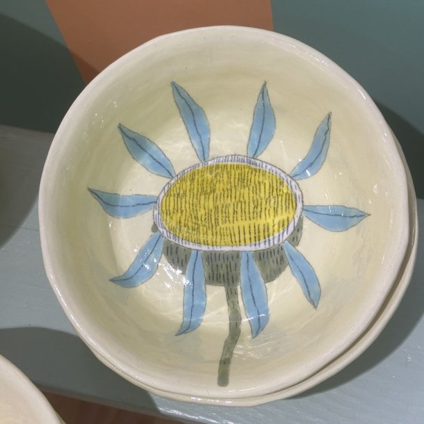 Lysegul skl, lysebl/gul blomst