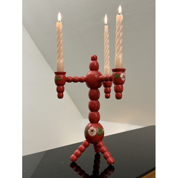 Trearmet lysestage, tr, rd