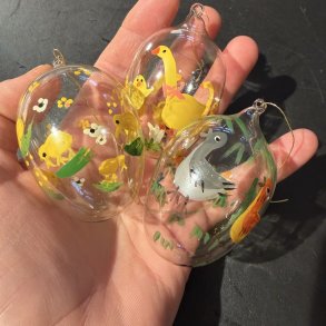 3 stk Dekorerede �g, glas�g