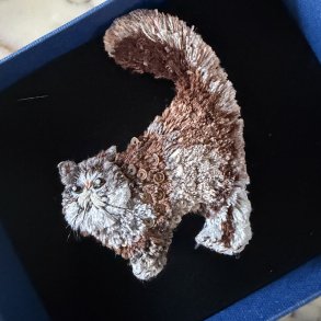 Fluffy cat, broche