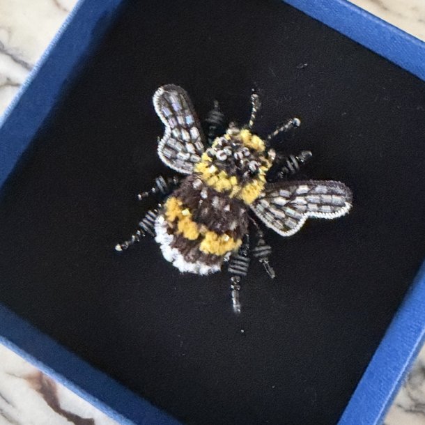 Yellow band bee broche