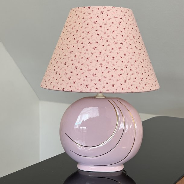 Bordlampe, lyserd m guldstriber