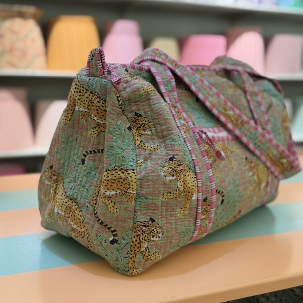 Rejsetaske, jungle, lysgr�n/pink