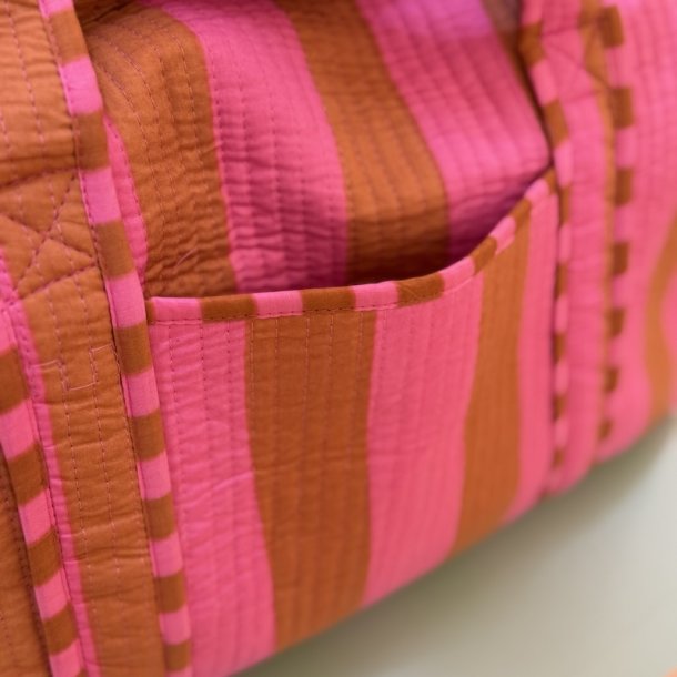Rejsetaske, stribet, pink/brun
