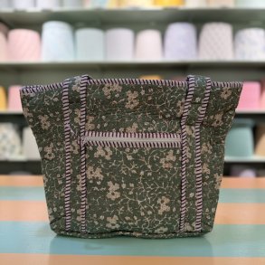 Quilt taske, lille blomst, gr�n
