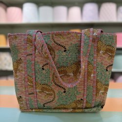 Quilt taske, jungle, pink/pink