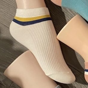 Strmper, kort, Hvid/bl/karry