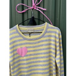 Cashmere knit, Striped heart yellow