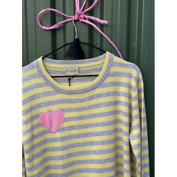 Cashmere knit, Striped heart yellow