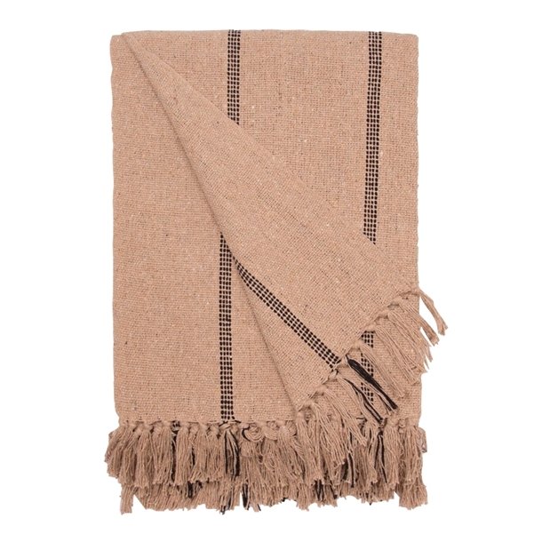 Plaid, Stribet Stor, Beige/Sort