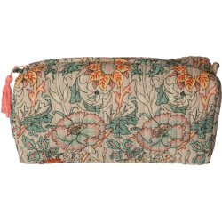 Kosmetiktaske, artisan, stvet turkis/gul, 3 strrelser