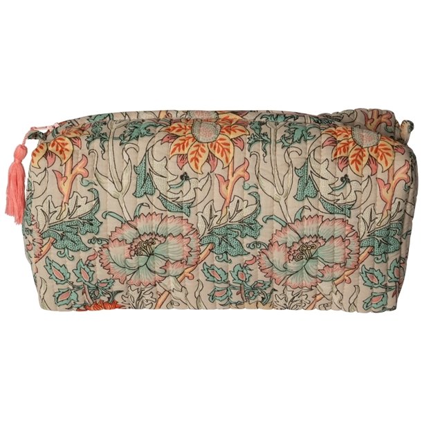 Kosmetiktaske, artisan, stvet turkis/gul, 3 strrelser