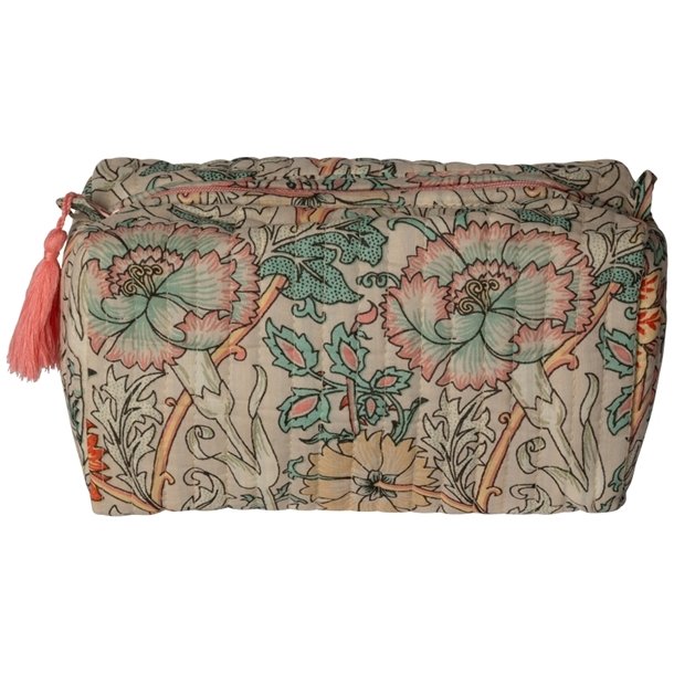 Kosmetiktaske, artisan, stvet turkis/gul, 3 strrelser