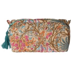 Kosmetiktaske, artisan, stvet sand/petrol, 3 strrelser