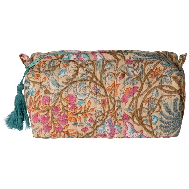 Kosmetiktaske, artisan, stvet sand/petrol, 3 strrelser