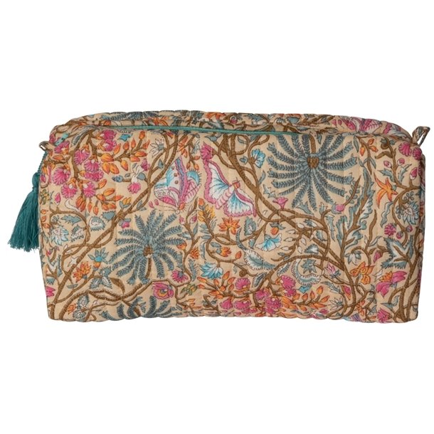 Kosmetiktaske, artisan, stvet sand/petrol, 3 strrelser