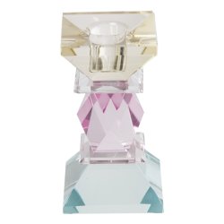 lysestage, 12x6x6, gul, klar, pink, mint