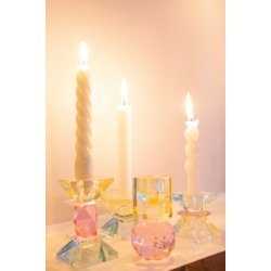 lysestage, 12x6x6, gul, klar, pink, mint