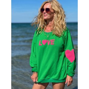 Love sweatshirt, grass/pink