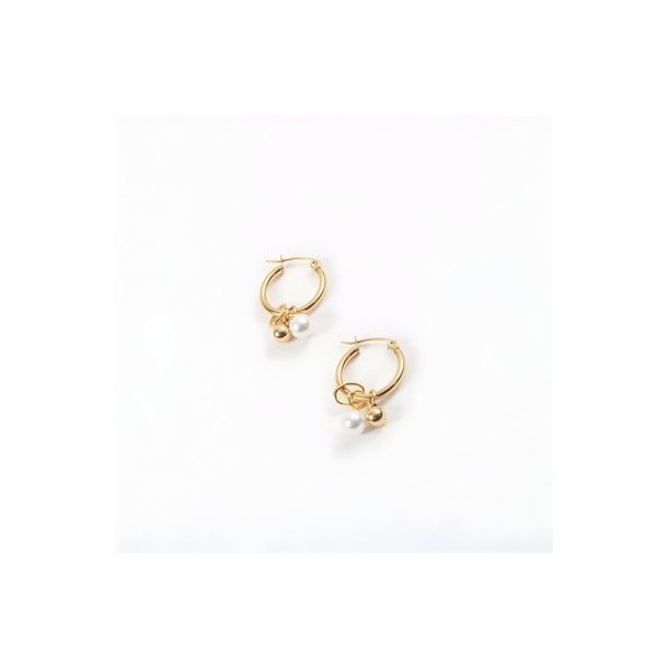 Klara 2-in-1 Pearl Earrings, guld