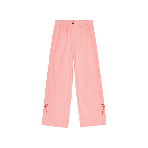 Polly embroidery pants relaxed, Flamingo