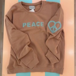 Peace sweatshirt, camel med mint