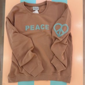 Peace sweatshirt, camel med mint