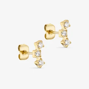 Three crystal earstud